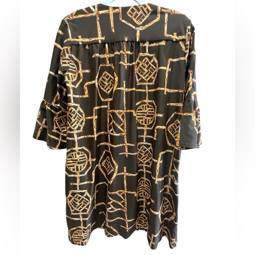 🍫 Jude Connally Kerry Swing Dress – Bamboo Chinoiserie – Size S - Picture 4 of 5